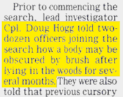 Cpl. Hogg told 2-dozen officers how a body may be obscured by brush after lying in the woods for several months.
