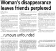 Woman's disappearance leaves friends perplexed ...rumours unfounded