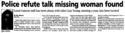 Police refute talk missing woman found